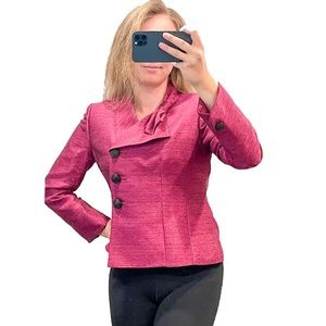 Kasper Pink Blazer with Bow Along Neckline - 8 petite